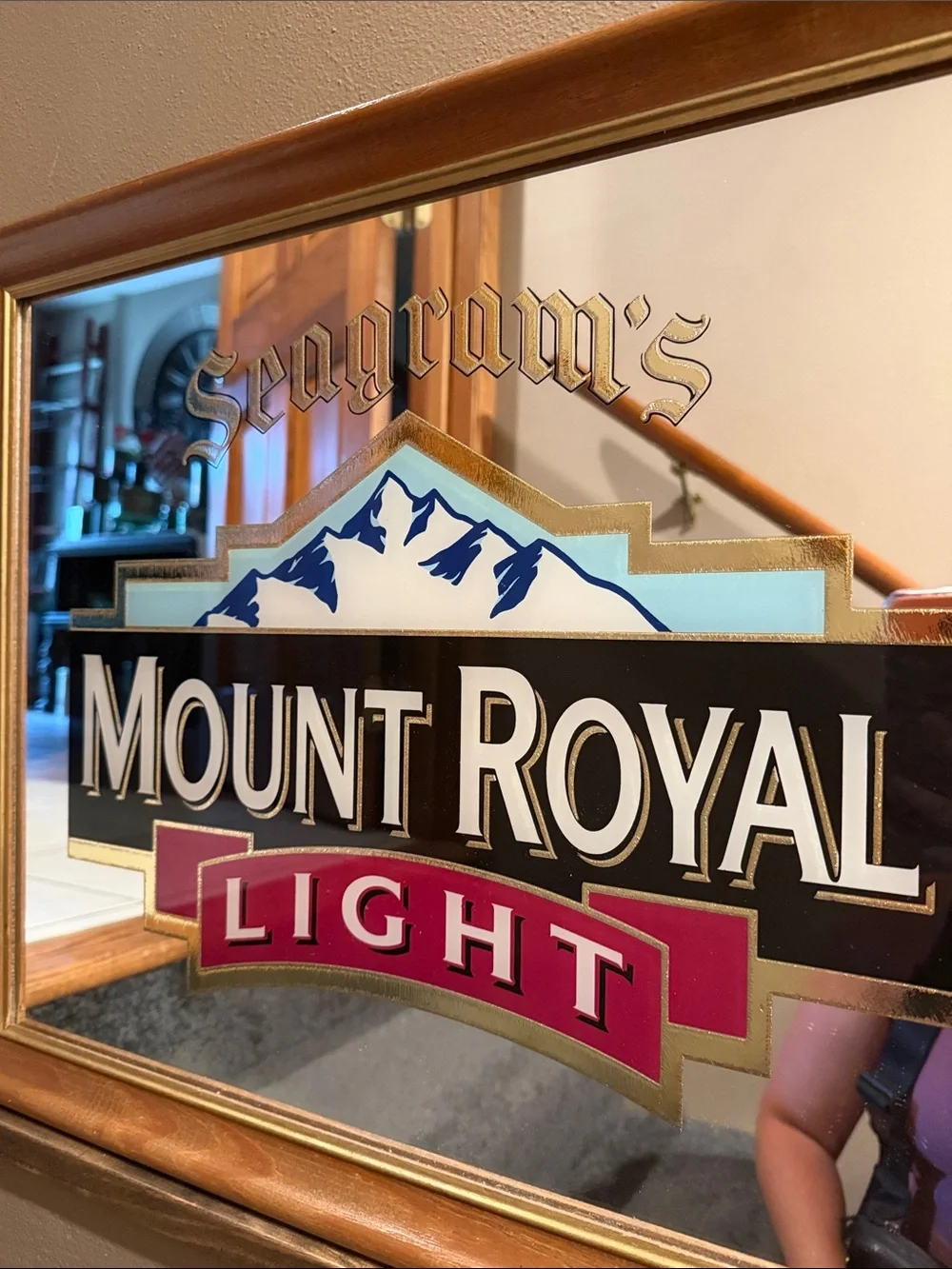 RARE VINTAGE SEAGRAM'S MOUNT ROYAL LIGHT WHISKEY BAR MIRROR/SIGN